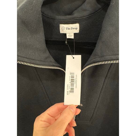 The Drop “Murphy” Half-Zip Sweatshirt | Black | Size Large NWT - Picture 2 of 7